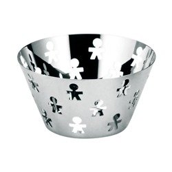 ALESSI Girotondo round basket large silver