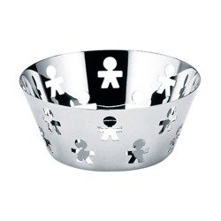 ALESSI Girotondo round basket medium silver