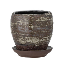 BLOOMINGVILLE CALLA brown flowerpot with base