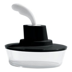 Butter dish with knife ALESSI Ship Shape black