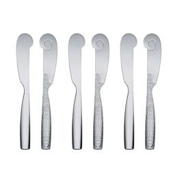 Butter knife set 6 pcs ALESSI Dressed silver