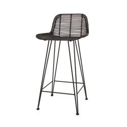 HK LIVING rattan bar stool black