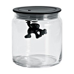 Hermetic jar with a figure inside ALESSI Gianni small black