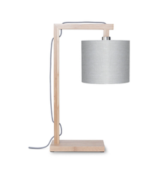 Himalaya table lamp, light gray lampshade, size 18x15cm