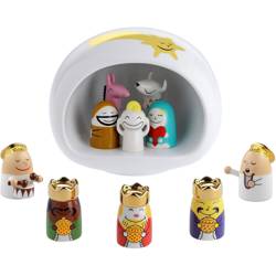 Nativity Scene with Figurines, White, 11 Elements