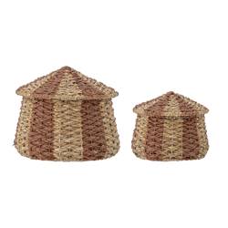 Set of 2 BLOOMINGVILLE RUDDI red baskets with lids