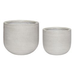 Set of 2 Grey Hübsch EGYPT Ceramic Flowerpots