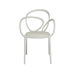 Set of 2 QEEBOO Loop chairs with cushion white