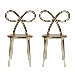 Set of 2 QEEBOO Ribbon chairs metallic gold