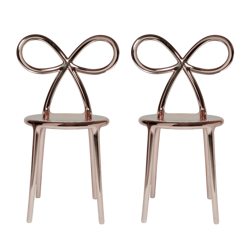 Set of 2 QEEBOO Ribbon chairs metallic rose gold