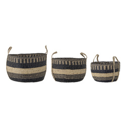 Set of 3 BLOOMINGVILLE SANIA Baskets Black