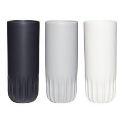 Set of 3 HÜBSCH BLACK multi-colored vases