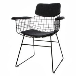 Set of cushions for the Wire metal chair with armrests HK LIVING Comfort black