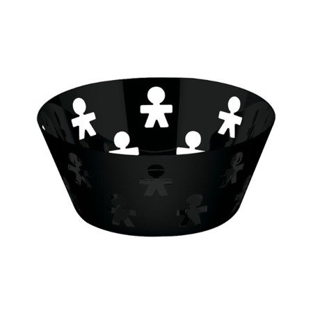 ALESSI Girotondo round basket medium black