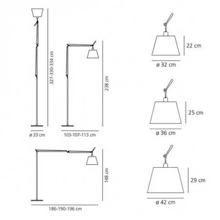 ARTEMIDE Tolomeo Mega 42 cm black floor lamp with dimmer