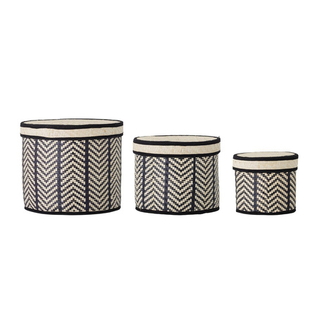 BLOOMINGVILLE ISLIM Basket with Lid, Set of 3 Black