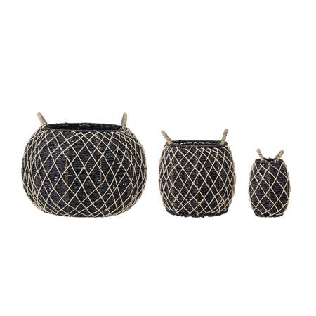 BLOOMINGVILLE KARIA Basket, Set of 3 Black