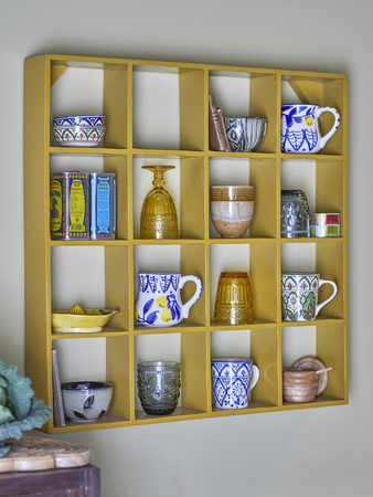 Bekka Shelf, Yellow, Reclaimed Wood