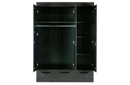 CONNECT 3-door/drawer wardrobe black [FSC]