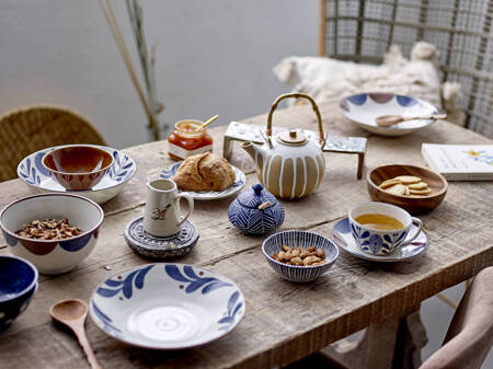 Camellia Plate Deep, Blue, Porcelain