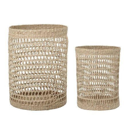 Connie Basket w/Lid, Nature, Seagrass