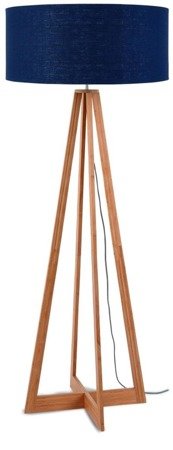 IT'S ABOUT ROMI Everest Four-Legged Bamboo Linen Floor Lamp Blue Denim