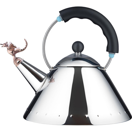 Kettle with Whistling, Dragon, Polished, Black Handle