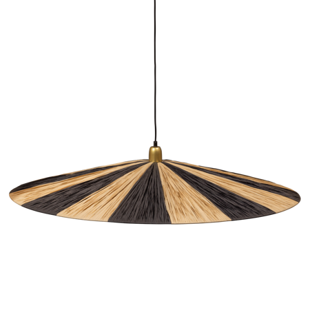 LOIC hanging lamp, stripes, black/natural, Ø 95 cm