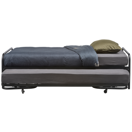 LUCY bed with pull-out second bed, black metal, 90x200cm