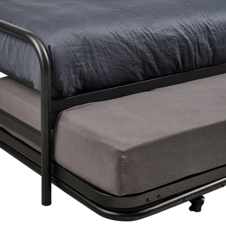 LUCY bed with pull-out second bed, black metal, 90x200cm