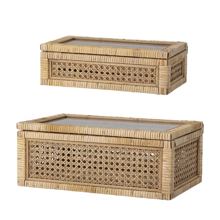 Lally Box w/Lid, Nature, Rattan