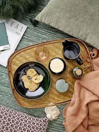 Pixie Jar w/Lid & Spoon, Green, Stoneware