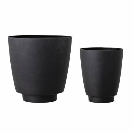 Set of 2 NORDIC BLOOMINGVILLE metal flowerpots black