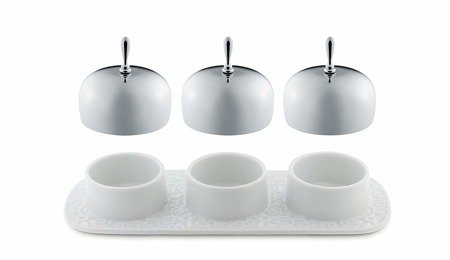 Set of three bowls on a tray ALESSI Dressed white