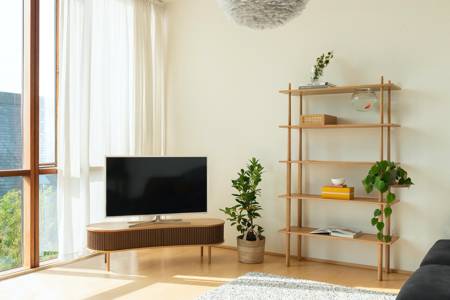 TV cabinet and bench UMAGE AUDACIOUS oak eco-leather