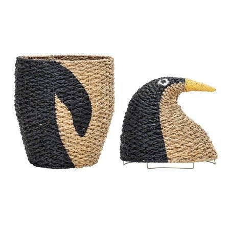 Tazia Basket w/Lid, Black, Bankuan Grass