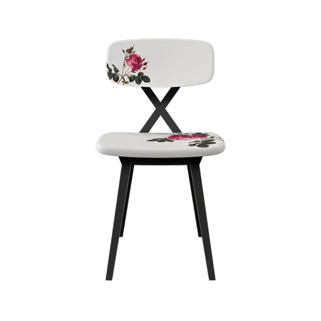 X Chair with Floral Cushion - Set of 2