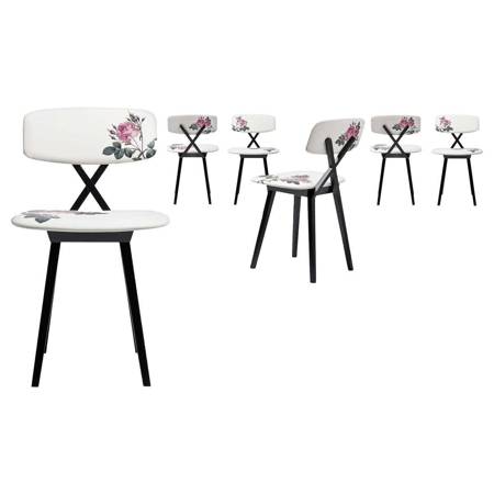 X Chair with Floral Cushion - Set of 2