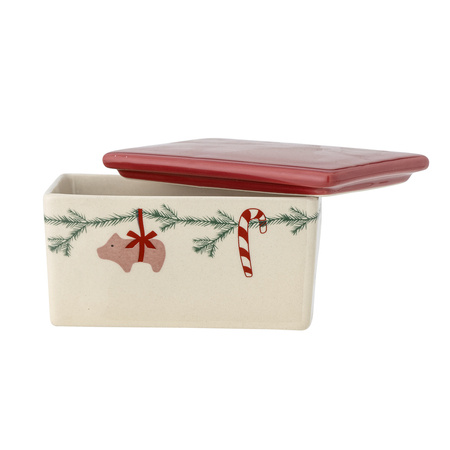 Yule Butter Box, Red, Stoneware