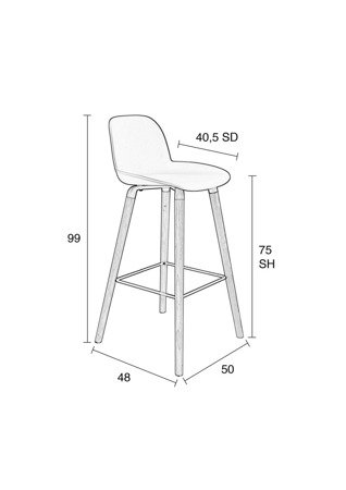 ZUIVER Albert Kuip Bar Stool Dark Gray