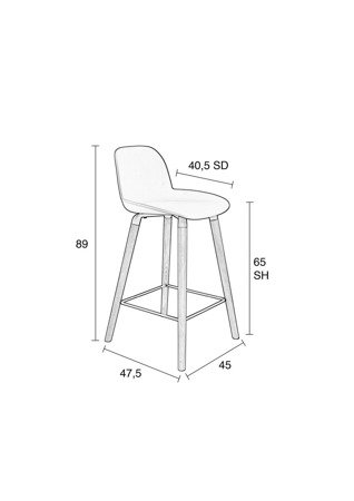 ZUIVER Albert Kuip green low bar stool