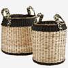 Set of MADAM STOLTZ natural rattan baskets with handles