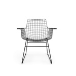 Metalowe krzesło druciane z podłokietnikami HKLIVING czarne