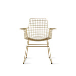 Metalowe krzesło druciane z podłokietnikami HKLIVING WIRE złote