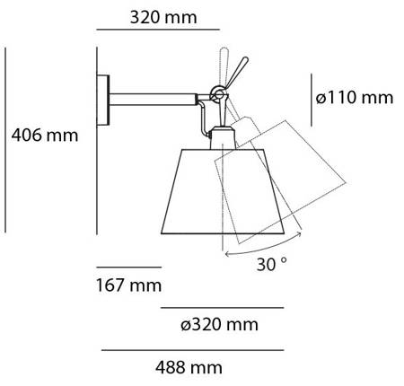 Lampa ścienna Artemide Tolomeo Parete 32 cm perłowa