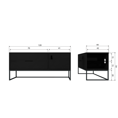 Szafka RTV SILAS 120cm jesion czarny