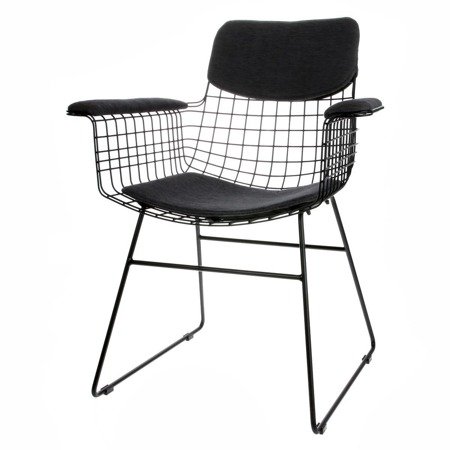 Zestaw poduszek do krzesła metalowego Wire z podłokietnikami HK Living Comfort czarny